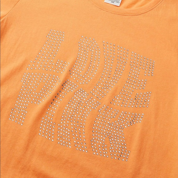 XXL NEW VICTORIA’S SECRET PINK VIBRANT ORANGE STUDDED TEE - Picture 3 of 4